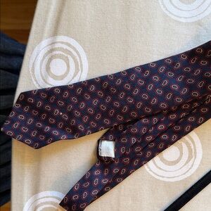 Liberty of London Navy Tie with Red Paisley Motif